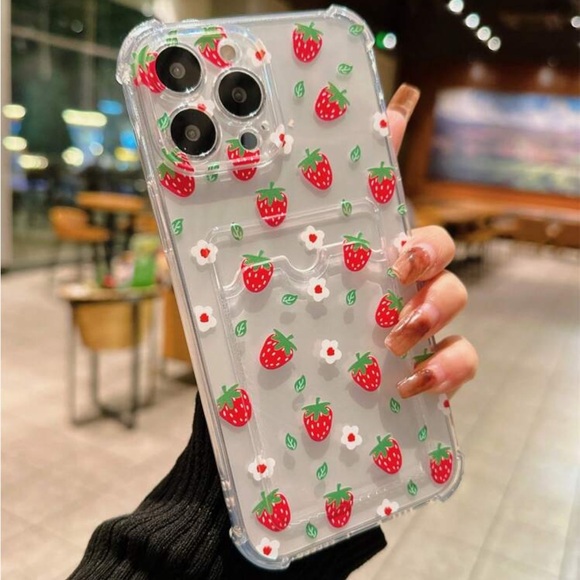 Other - ⚠️Clearance iPhone 15/ Pro Max Strawberry Pattern Clear Phone Case